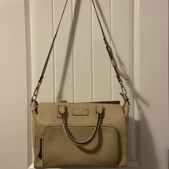 Kate Spade Medium Size Beige Crossbody Purse With Handles - Picture 1 of 11